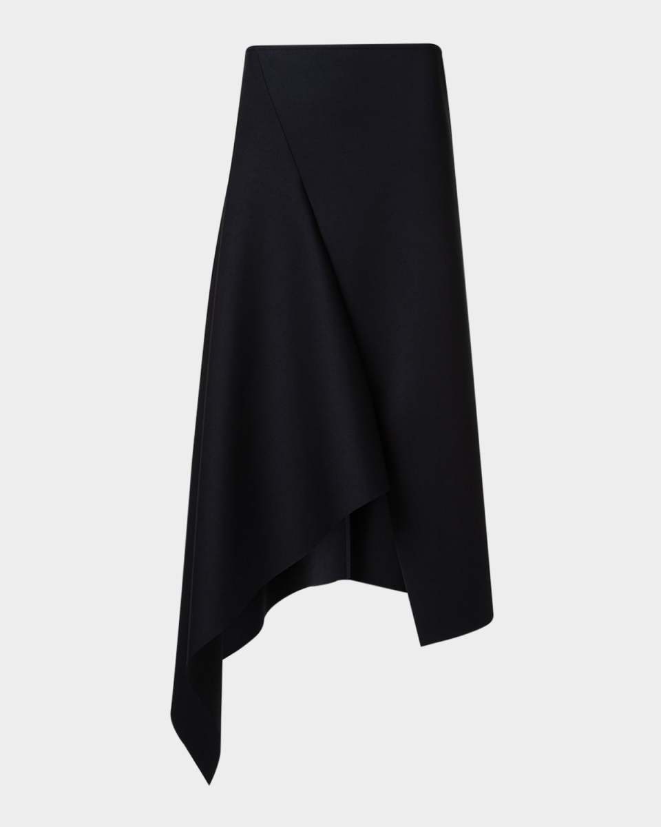 Asymmetric Techno Neoprene Midi Skirt
